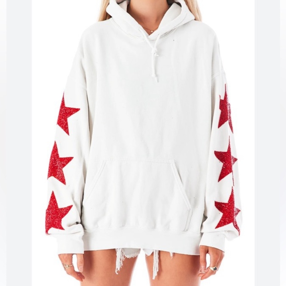 LF/Carmar Denim Oversized Red Star Patch Hoodie